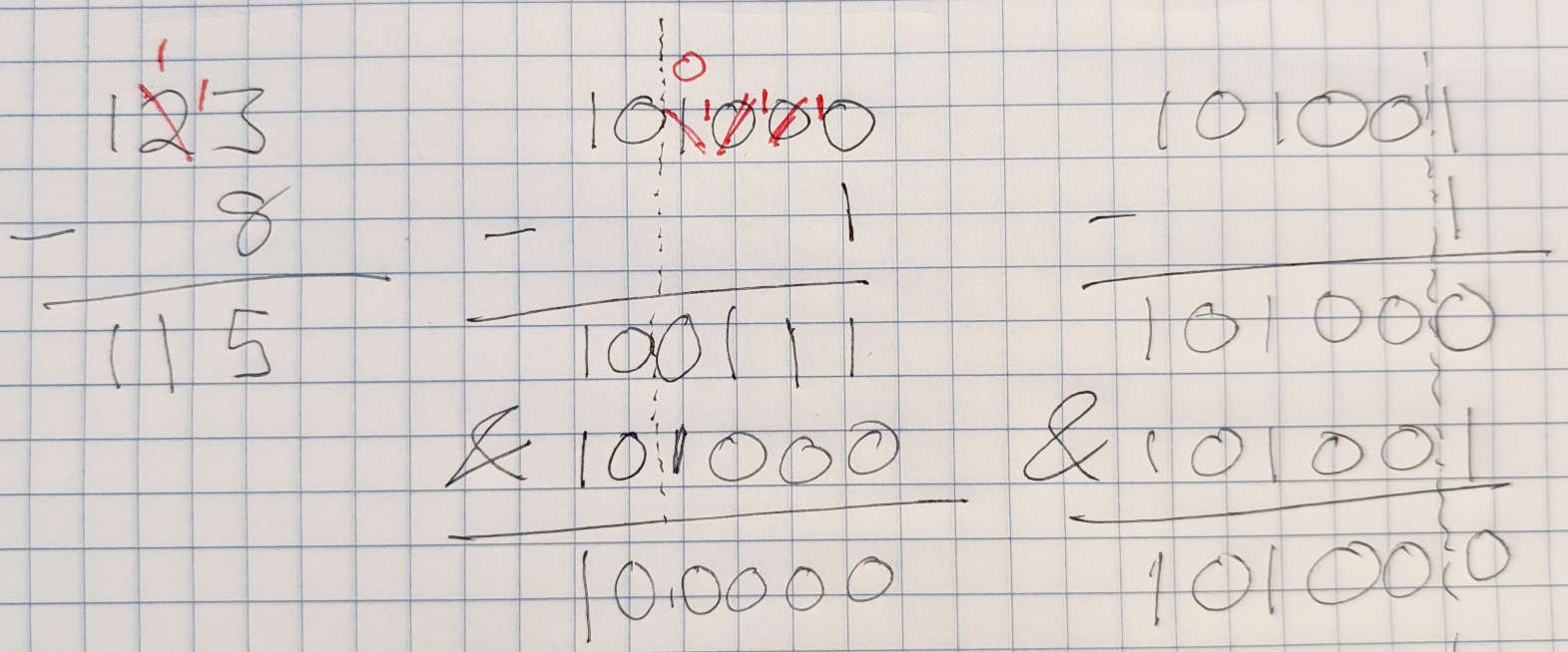 binary subtraction example